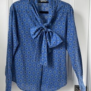 Layla Brooklyn - Block Print Blouse Tie-Neck